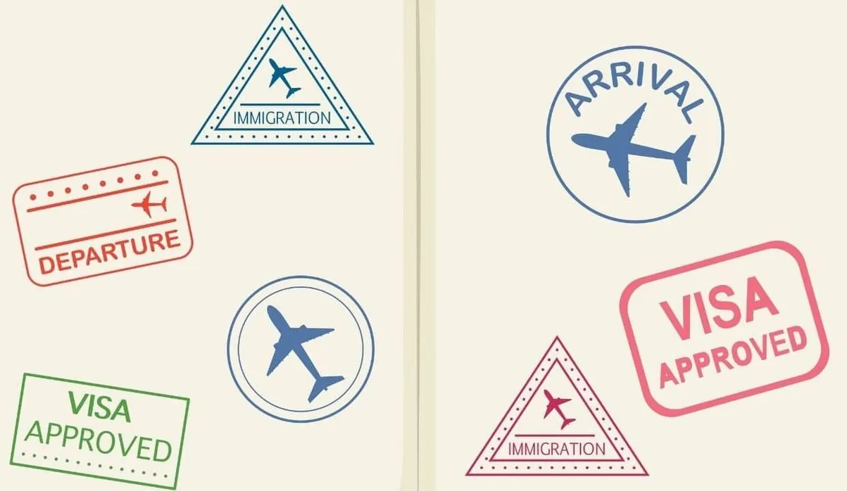 Штампы Visa Approved и Arrival на странице загранпаспорта