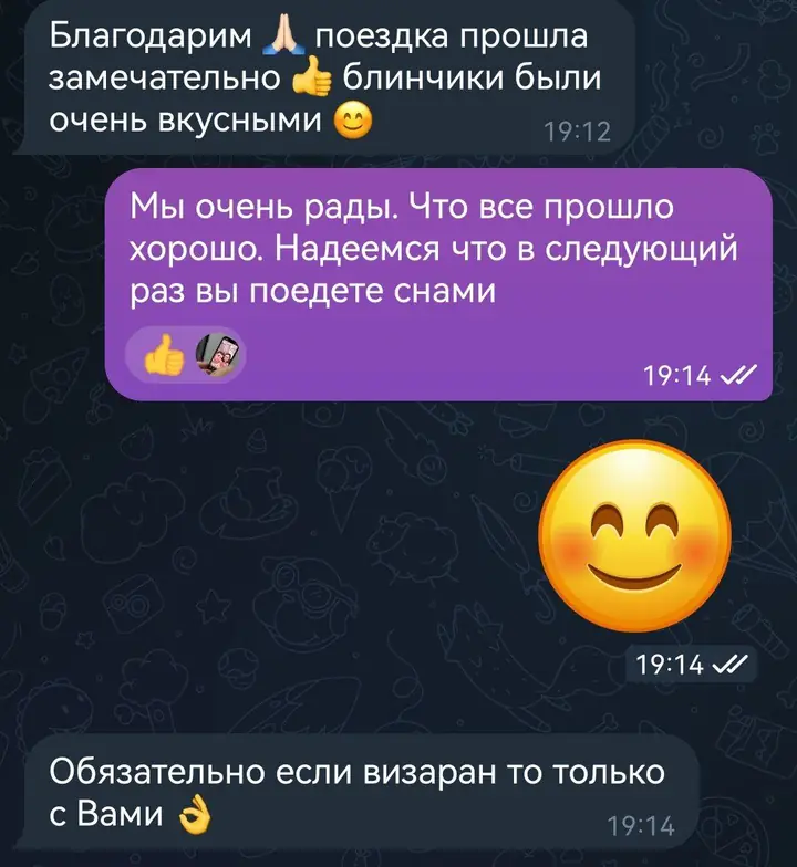 Скриншот переписки: отзыв клиента клиент о визаране во Вьетнам