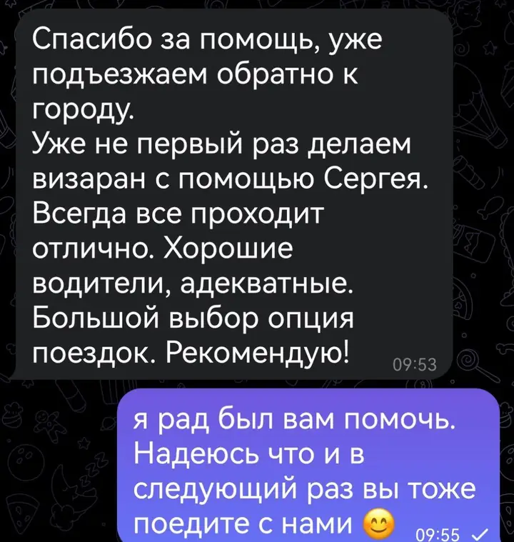 Скриншот переписки: отзыв клиента Me VN о визаране во Вьетнам